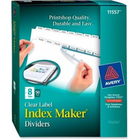 AVERY DENNISON Avery Index Maker Label Divider, 8.5"x11", 8 Tabs, 25 Sets, White/White 11557